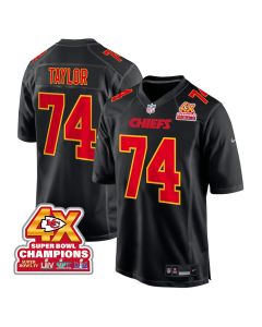 Jawaan Taylor 74 Kansas City Chiefs Super Bowl LVIII Champions 4X Fashion Game Men Jersey – Carbon Black