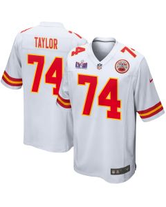 Jawaan Taylor 74 Kansas City Chiefs Super Bowl LVIII Patch Game Men Jersey – White