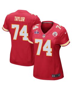 Jawaan Taylor 74 Kansas City Chiefs Super Bowl LVIII Patch Game Women Jersey – Red