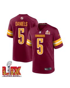 Jayden Daniels #5 Washington Commanders Super Bowl LIX Jersey – Men’s – Burgundy