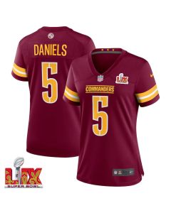 Jayden Daniels #5 Washington Commanders Super Bowl LIX Women’s Jersey – Burgundy
