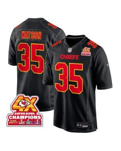 Jaylen Watson 35 Kansas City Chiefs Super Bowl LVIII Champions 4X Fashion Game Men Jersey – Carbon Black