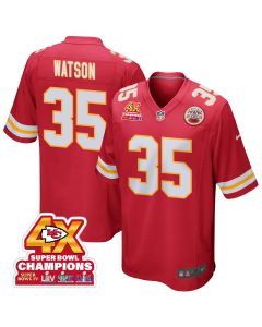 Jaylen Watson 35 Kansas City Chiefs Super Bowl LVIII Champions 4X Game Men Jersey – Red