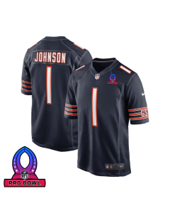 Jaylon Johnson 1 Chicago Bears 2025 Pro Bowl Patch Game Men Jersey – Navy