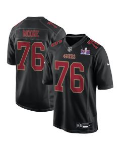 Jaylon Moore 76 San Francisco 49ers Super Bowl LVIII Patch Fashion Game Men Jersey – Carbon Black