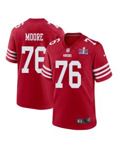 Jaylon Moore 76 San Francisco 49ers Super Bowl LVIII Patch Game Men Jersey – Scarlet