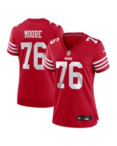 Jaylon Moore 76 San Francisco 49ers Women’s Game Jersey – Scarlet