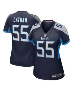 JC Latham 55 Tennessee Titans Women’s Team Game Jersey – Navy