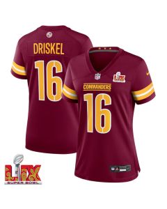 Jeff Driskel #16 Washington Commanders Super Bowl LIX Women’s Jersey – Burgundy