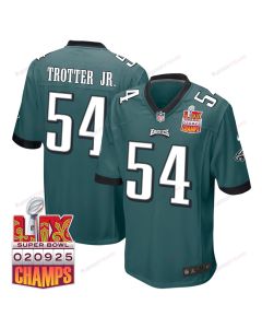 Jeremiah Trotter Jr. 54 Philadelphia Eagles Super Bowl LIX Champions Patch Game Men Jersey – Midnight Green