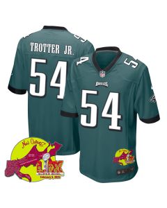 Jeremiah Trotter Jr. 54 Philadelphia Eagles Super Bowl LIX New Orleans Patch Game Men Jersey – Midnight Green
