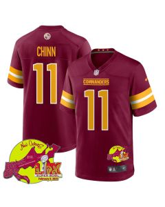 Jeremy Chinn 11 Washington Commanders Super Bowl LIX New Orleans Patch Game Men Jersey – Burgundy