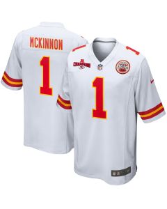Jerick McKinnon 1 Kansas City Chiefs AFC Champions Patch Game Men Jersey – White