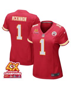 Jerick McKinnon 1 Kansas City Chiefs Super Bowl LVIII Champions 4X Game Women Jersey – Red