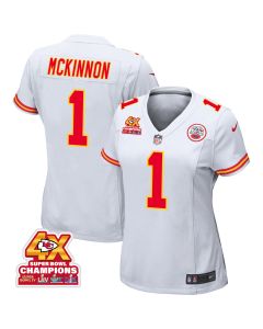 Jerick McKinnon 1 Kansas City Chiefs Super Bowl LVIII Champions 4X Game Women Jersey – White