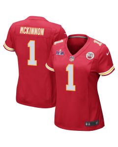 Jerick McKinnon 1 Kansas City Chiefs Super Bowl LVIII Patch Game Women Jersey – Red