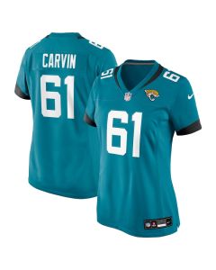 Jerome Carvin 61 Jacksonville Jaguars Women’s Game Jersey – Teal