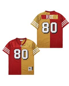 Jerry Rice 80 San Francisco 49ers Two-Toned Throwback Men Jersey – Yellow/Red