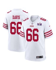 Jesse Davis 66 San Francisco 49ers Super Bowl LVIII Patch Game Men Jersey – White