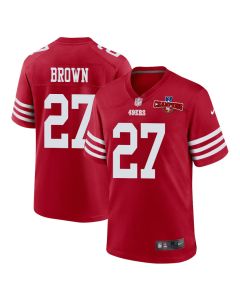 Ji’Ayir Brown 27 San Francisco 49ers NFC Champions Patch Game Men Jersey – Scarlet