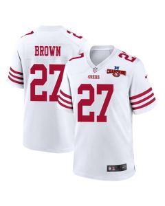 Ji’Ayir Brown 27 San Francisco 49ers NFC Champions Patch Game Men Jersey – White