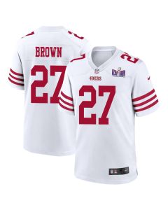 Ji’Ayir Brown 27 San Francisco 49ers Super Bowl LVIII Patch Game Men Jersey – White