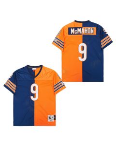 Jim McMahon 9 Chicago Bears Two-Toned Retro Throwback Men Jersey – Orange/Navy