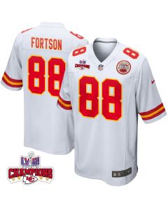 Jody Fortson 88 Kansas City Chiefs Super Bowl LVIII Champions 4 Stars Patch Game Men Jersey – White