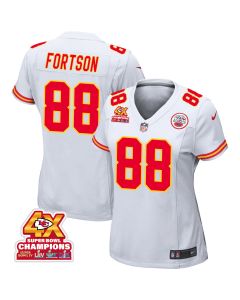 Jody Fortson 88 Kansas City Chiefs Super Bowl LVIII Champions 4X Game Women Jersey – White