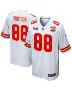 Jody Fortson 88 Kansas City Chiefs Super Bowl LVIII Patch Game Men Jersey – White