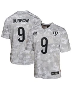 Joe Burrow 9 Cincinnati Bengals 2024 Salute to Service Game YOUTH Jersey – Arctic Camo