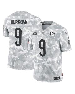 Joe Burrow 9 Cincinnati Bengals 2024 Salute to Service Limited Men Jersey – Arctic Camo