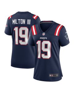 Joe Milton III 19 New England Patriots Women’s Game Jersey – Navy