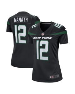 Joe Namath 12 New York Jets Women Retired Jersey – Black