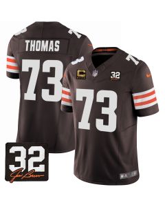 Joe Thomas 73 Cleveland Browns Jim Brown Memorial Patch Game Men Jersey – Brown