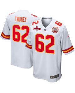 Joe Thuney 62 Kansas City Chiefs AFC Champions Patch Game Men Jersey – White