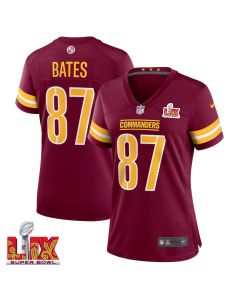 John Bates #87 Washington Commanders Super Bowl LIX Women’s Jersey – Burgundy