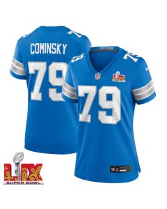 John Cominsky #79 Detroit Lions Super Bowl LIX Women’s Jersey – Blue