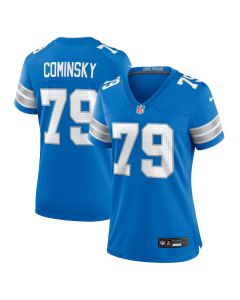 John Cominsky 79 Detroit Lions Women’s Team Game Jersey – Blue