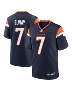 John Elway 7 Denver Broncos Alternate Game Retired Men Jersey – Navy