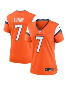 John Elway 7 Denver Broncos Retired Women Game Jersey – Orange