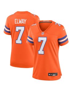 John Elway 7 Denver Broncos Women’s Mile High Collection 1977 Throwback Player Game Jersey – Orange