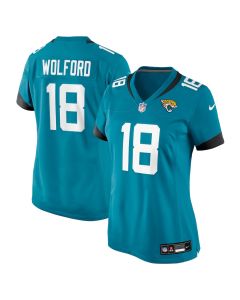 John Wolford 18 Jacksonville Jaguars Women’s Team Game Jersey – Teal