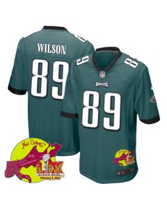 Johnny Wilson 89 Philadelphia Eagles Super Bowl LIX New Orleans Patch Game Men Jersey – Midnight Green