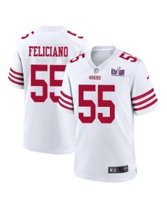 Jon Feliciano 55 San Francisco 49ers Super Bowl LVIII Patch Game Men Jersey – White