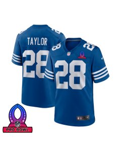 Jonathan Taylor 28 Indianapolis Colts 2025 Pro Bowl Patch Game Men Jersey – Royal