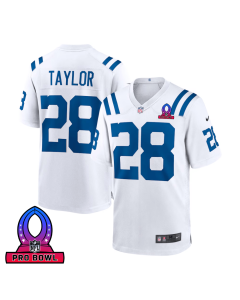 Jonathan Taylor 28 Indianapolis Colts 2025 Pro Bowl Patch Game Men Jersey – White