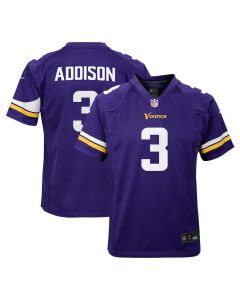Jordan Addison 3 Minnesota Vikings Team Player Game YOUTH Jersey – Purple