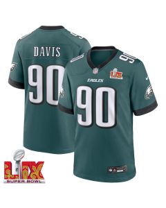 Jordan Davis #90 Philadelphia Eagles Super Bowl LIX Jersey – Men’s – Midnight Green