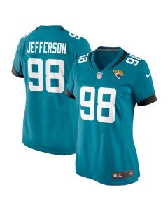 Jordan Jefferson 98 Jacksonville Jaguars Women’s Game Jersey – Teal